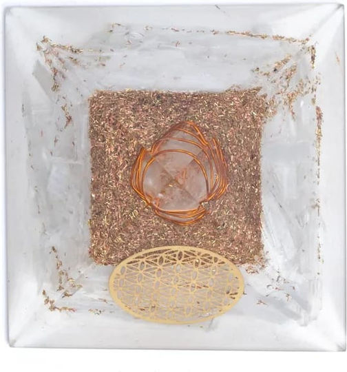 Πυραμίδα Οργονίτη Flower Life Σεληνίτη Orgonite Pyramid 7x7x6cm