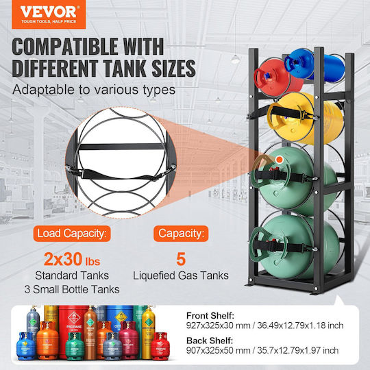 Vevor Refrigerant Tank Rack 2 X 30 Pounds Other 3 Small Cylinder Tank Rack 12.79x12.99 X 47.12 Inches Refrigerant Cylinder Rack Freon Cases Gas Oxygen Nitrogen