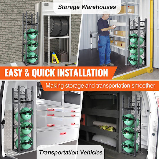 Vevor Refrigerant Tank Rack 3 X 30 Pounds Other 3 Small Cylinder Tank Rack 12.79x12.99x47.12 Inches Refrigerant Cylinder Shelf Freon Cases Gas Oxygen Nitrogen