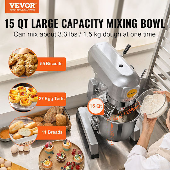 Vevor Επαγγελματικό Ζυμωτήριo με Κάδο 14lt 550W