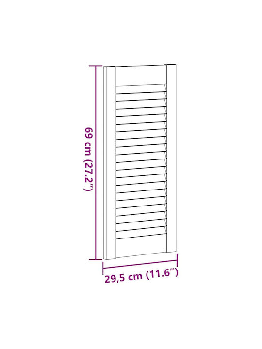 Lamellentür 69x29,5 cm Massives Kiefernholz Braun