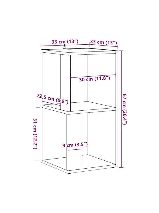Eckschrank Altholz Holz Ingenieurholz Braun 33 x 33 x 67 cm