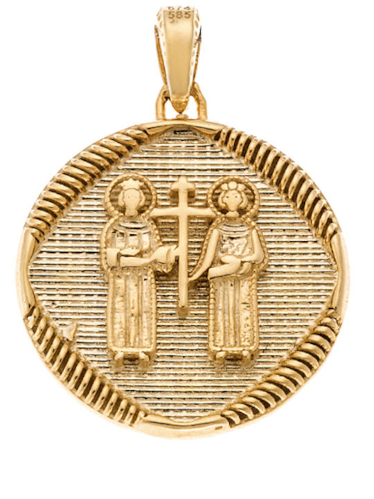 Charm Talisman Konstantin mit Steinen aus 14K Gold mit Zirkon