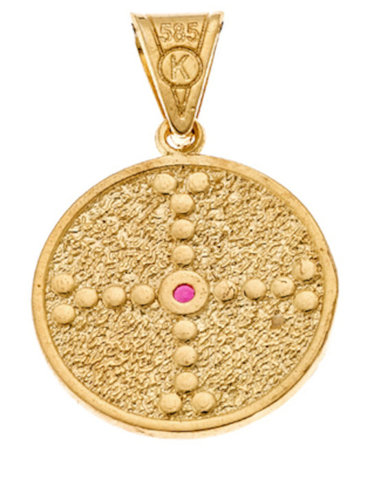 Charm Talisman Constantine with Stones from 14K Gold with Zircon