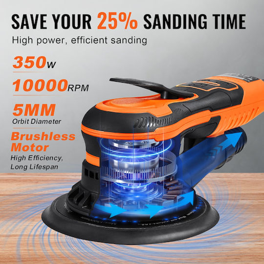 Vevor GDSGJBS6INCHW5JEXV2 Έκκεντρο Τριβείο Χούφτας 110mm Ρεύματος 350W με Ρύθμιση Ταχύτητας και με Σύστημα Αναρρόφησης