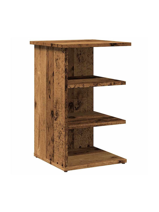 Wooden Bedside Table with Metal Legs Old Wood 35x35x55cm