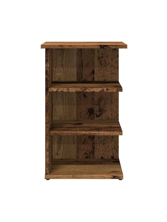 Wooden Bedside Table with Metal Legs Old Wood 35x35x55cm