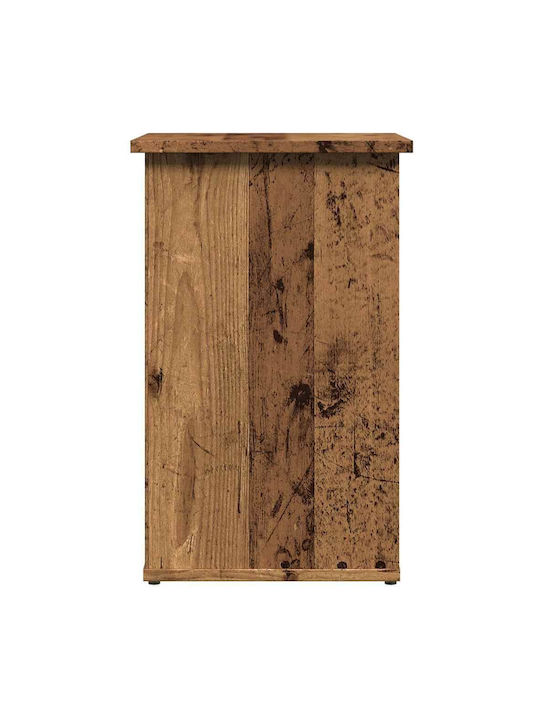 Wooden Bedside Table with Metal Legs Old Wood 35x35x55cm