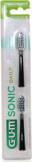 GUM Sonic Daily Electric Toothbrush Replacement Heads Black 1pcs