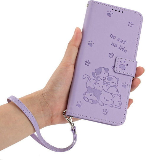 No Cat No Life Wallet Purple (Oppo A80 5G)