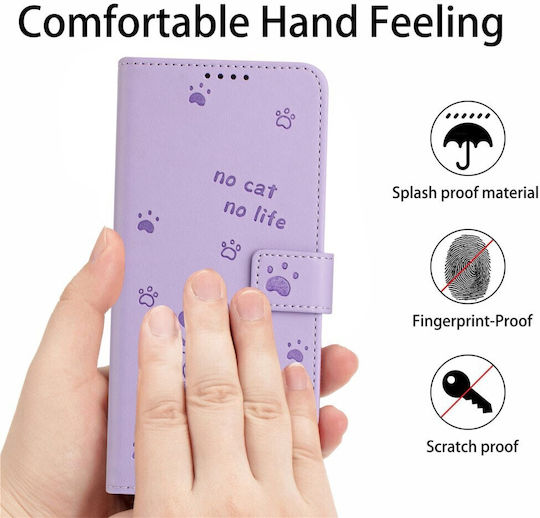 No Cat No Life Wallet Purple (Oppo A80 5G)