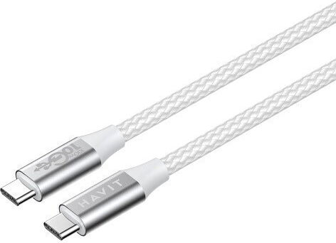 Havit Braided USB 2.0 Cable USB-C Male - USB-C 60W PD White 1m CB6290