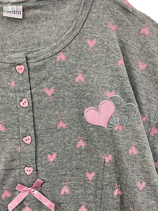 Ustyle Winter Damen Pyjama-Set Gray
