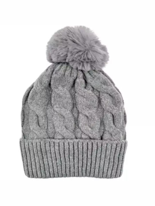 Set with Beanie Knitted in Gray color