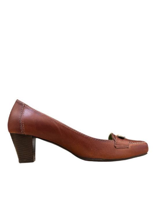 Bruni Anatomic Leather Tabac Brown Heels