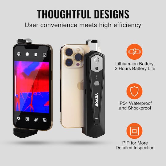 Vevor KDSRCXY2561956M8NV0 Handheld Thermal Camera mit Bildschirm 1.34" für Temperaturen ab 1°C für Mobilgeräte