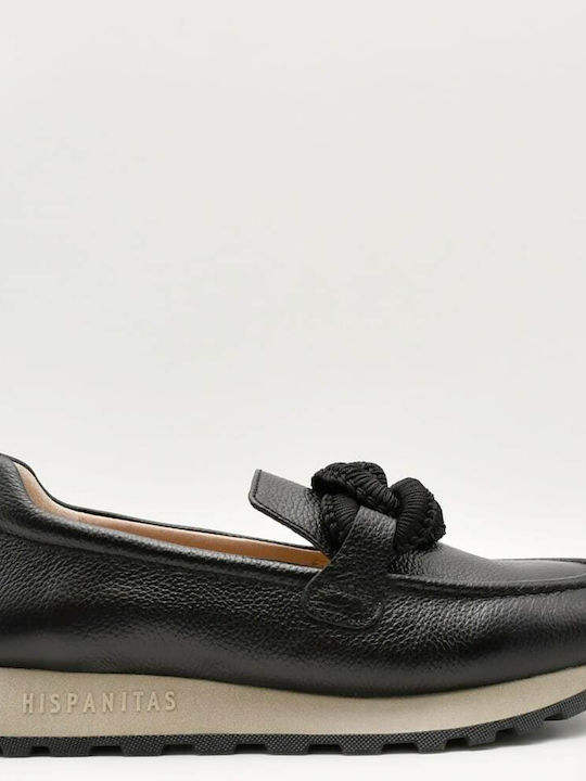 Leather Women's Loafers in Black Color