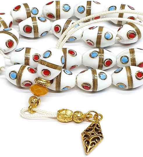 Roloi Komboloi Camel Bone Worry Beads Multicolour 30cm
