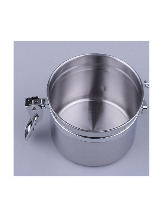 General Use Vase with Airtight Lid Made of Silver Stainless Steel 500ml 1 Piece