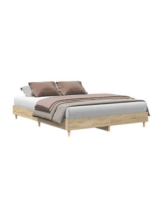 Vidaxl Bed Frame Without Mattress 150x200cm Engineered Wood 1 Pc Double Brown