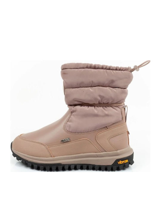 Leder Damenstiefel mit Pelz Beige