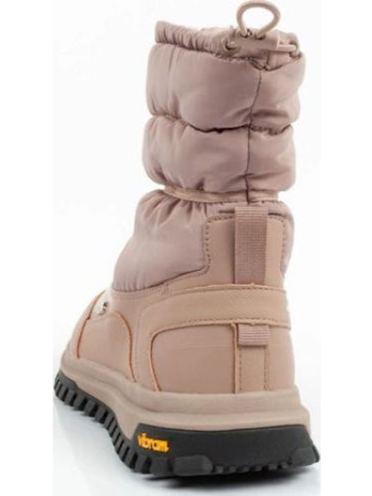 Leder Damenstiefel mit Pelz Beige