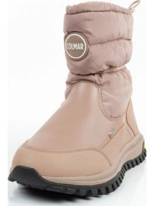 Leder Damenstiefel mit Pelz Beige