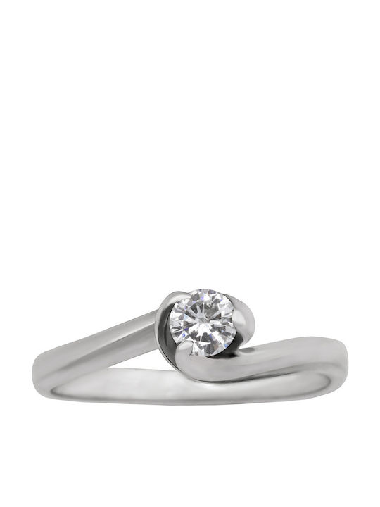 Savvas Design Einzelner Steinring aus Weißgold 18K