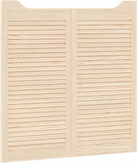 Swing Doors Louvred Design 1-pair 100x100 Cm Μασίφ Ξύλο Πεύκο Καφέ 100 X 100 Cm