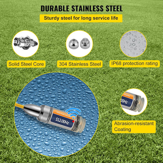 Vevor 512Hz Sonde 8.5" 1/4-20" Connectors Rigid Drain Locator Detection of Small Sewers & Pipes Silver