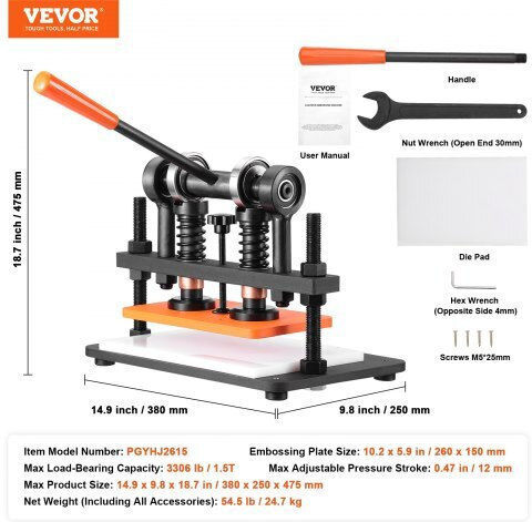 Vevor Leather Cutting Machine Manual Cutting & Embossing Machine Sdslpgyhj26xk2hm6v0