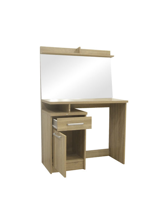 Bodenstehende Schminktisch Krempen Olympus Holz Natur mit Spiegel & Hocker 90.5x39.5x75cm