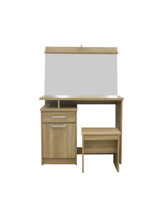 Bodenstehende Schminktisch Krempen Olympus Holz Natur mit Spiegel & Hocker 90.5x39.5x75cm