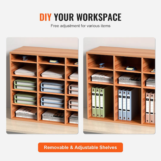 Vevor Wood Literature Organizer File Sorter Βάση Αποθήκευσης Χαρτιού 27 Υποδοχές Λευκό
