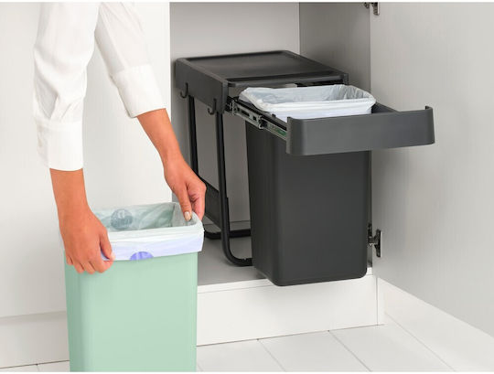 Brabantia Πλαστικός Κάδος Απορριμμάτων 2x15lt Γκρι