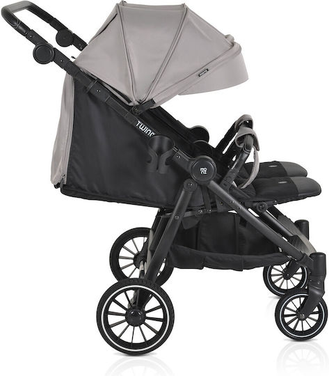 Moni TwinGo Doppelter Kinderwagen Geeignet für Neugeborene Silver 15.2kg