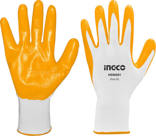 Ingco Gloves for Work Yellow Nitrile