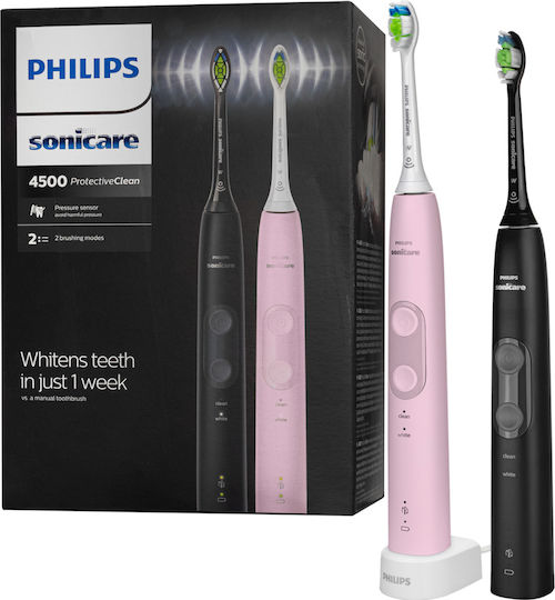 Philips Sonicare ProtectiveClean 4500 Periuță de dinți electrică cu Senzor de Presiune Ροζ/Μαύρο