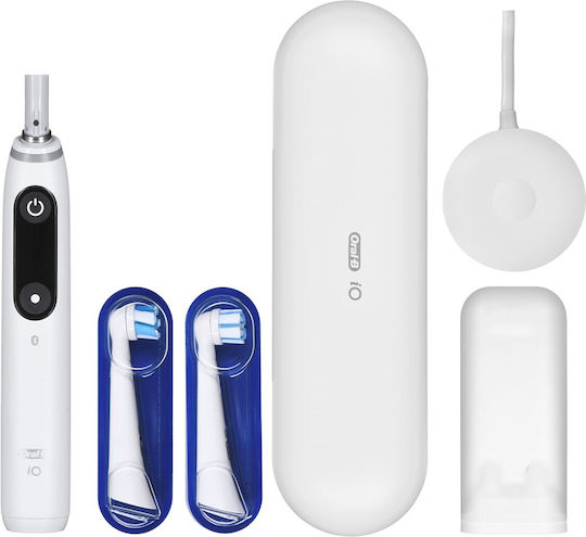 Oral-B iO Series 8N Ηλεκτρική Οδοντόβουρτσα με Χρονομετρητή, Αισθητήρα Πίεσης και Θήκη Ταξιδίου White Alabaster