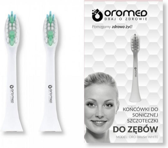 Oromed Oro-Brush Elektrische Zahnbürstenköpfe für elektrische Zahnbürste Weiß White 2Stück