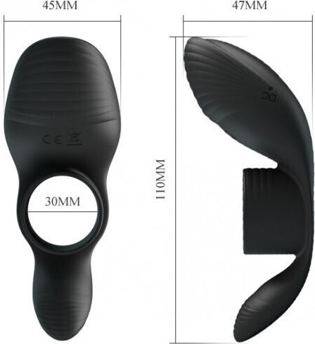 Pretty Love Vibration Penis Sleeve Cock Ring 7 Functions Black