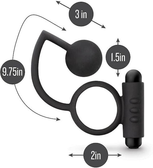 Blush Anal Adventures Platinum Anal Ball with Vibrating Cockring Vibrating Ring Cock with Anal Plug Black BL-01705