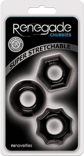 Ns Novelties Renegade Chubbies Set Cock Rings Cock Black 3buc