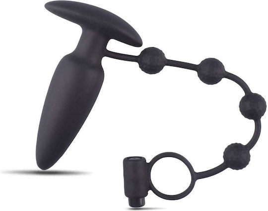 Toyz4lovers Anal Plug With Vibrating Cock Ring Vibrant Inel Cock Silicon cu Ineluri pentru penis Black