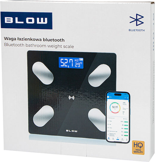 Blow Smart Badezimmerwaage mit Körperfettmessung & Bluetooth in Schwarz Farbe 44-092