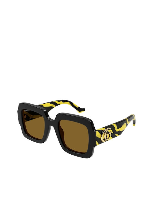 Gucci Women's Sunglasses with Black Plastic Frame and Yellow Lens GG1547S 004