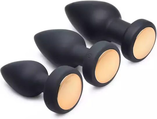 Booty Sparks Vibrating LED Light Πρωκτική Σφήνα με Δυνατότητα Ασύρματης Λειτουργίας και Δόνηση Small Μαύρη