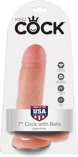 King Cock Ρεαλιστικό Dildo με Όρχεις και Βεντούζα Light 18cm