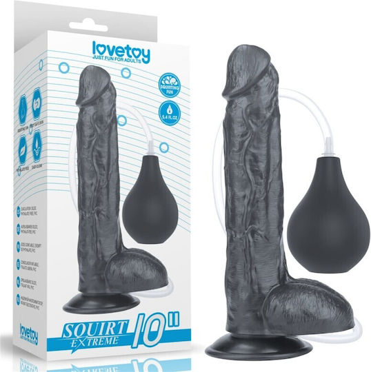 Lovetoy Реалистично дилдо с Топки, Вендуза и Възможност за Еякулация Черен 25см
