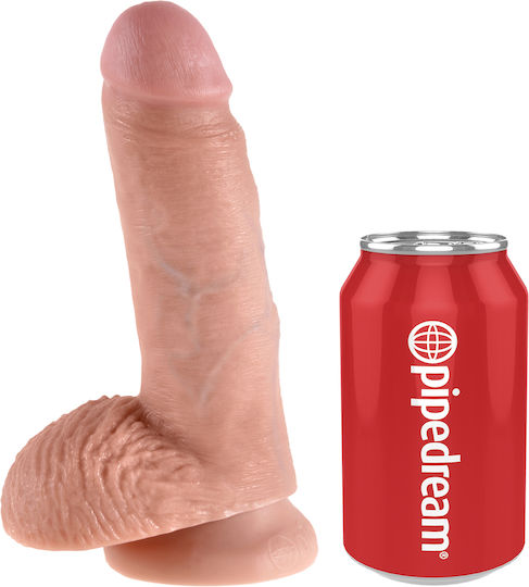 King Cock Ρεαλιστικό Dildo με Όρχεις και Βεντούζα Light 18cm